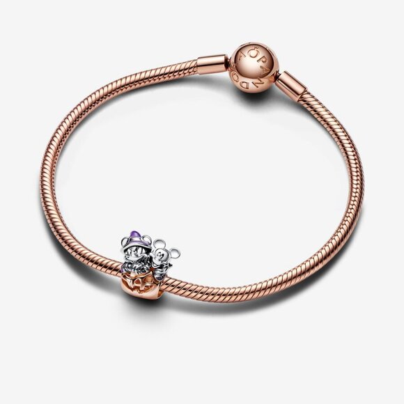 Pandora Mickey Mouse & Minnie Mouse Halloween Pumpkin Charm - Picture 2 of 5
